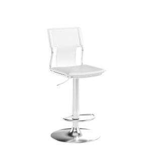 Sidanli White Adjustable Swivel Counter Bar Stool Chairs with Back (Set of 2)