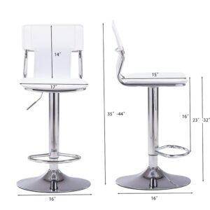 Sidanli White Adjustable Swivel Counter Bar Stool Chairs with Back (Set of 2)