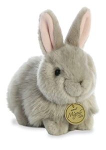 aurora® realistic miyoni® angora bunny grey stuffed animal - lifelike detail - cherished companionship - gray 7.5 inches