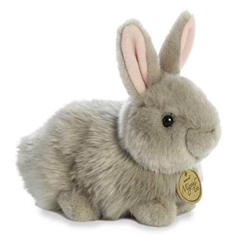 Aurora® Realistic Miyoni® Angora Bunny Grey Stuffed Animal - Lifelike Detail - Cherished Companionship - Gray 7.5 Inches