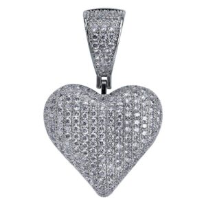 jinao iced out club diamond heart spade playing cards simulated lab diamonds pendant necklace (heart-silver)