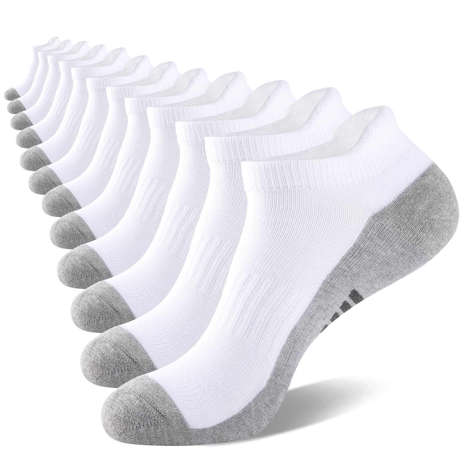 eallco Mens Ankle Socks Low Cut Athletic Cushioned Running Tab Socks 6 Pack