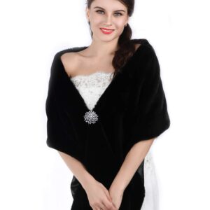 Aukmla Long Wedding Faux Fur Wraps and Shawls Wedding Bridal Stole for Brides and Bridesmaids