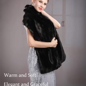 Aukmla Long Wedding Faux Fur Wraps and Shawls Wedding Bridal Stole for Brides and Bridesmaids