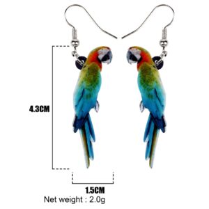 NEWEI Acrylic Macaw Parrot Earrings Dangle for Women Charm Hawaiian Jewelry Accessories (Multicolor)