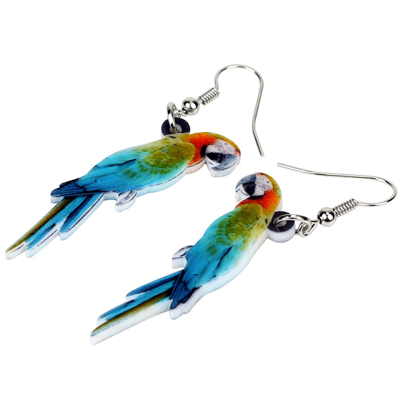 NEWEI Acrylic Macaw Parrot Earrings Dangle for Women Charm Hawaiian Jewelry Accessories (Multicolor)