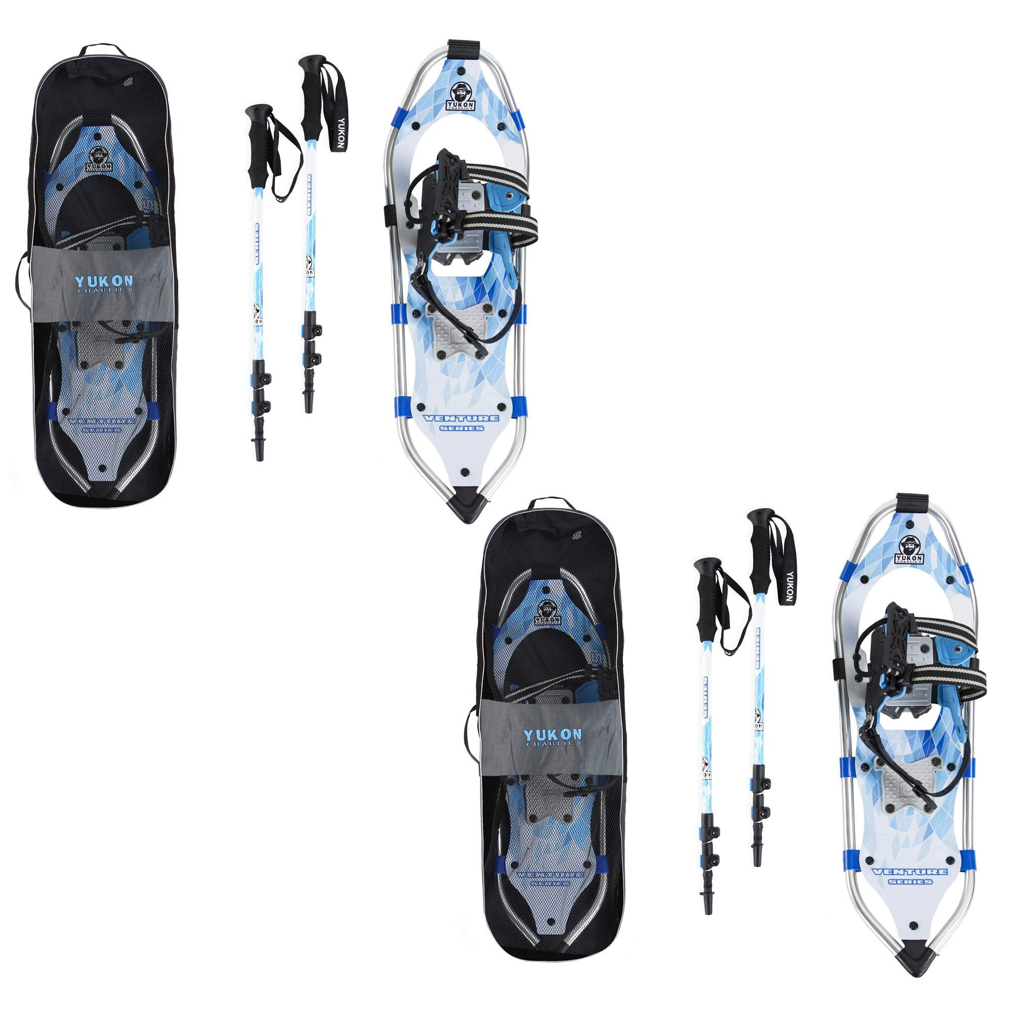 Yukon Charlie's Advanced 8 x 21 Inch Womens Snowshoe Kit w/ Poles & Bag (2 Pack)