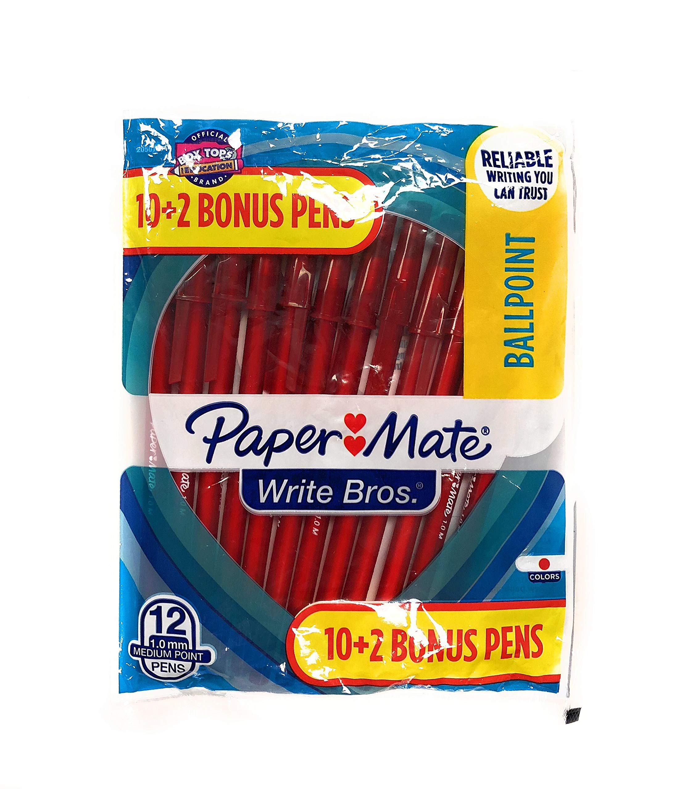 Paper Mate Write Bros. Ballpoint Pen 1.0 mm Medium 12-Pack (Red)