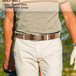 BULLIANT Stretch Belt Men,Mens Gift Woven Braided Web Belt 1 3/8 for Golf Casual Pants Shirts Jeans(Beige,36"-40" Waist Adjustable)