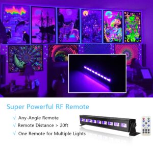 60 ft-Remote UV Black Light for Parties, JLPOW Super Bright 27W Dimmable Sound Activated Black Lights, DMX Control 9 LED UV Bar Blacklight,Best for Glow Dance Party Birthday Wedding DJ Stage Lighting