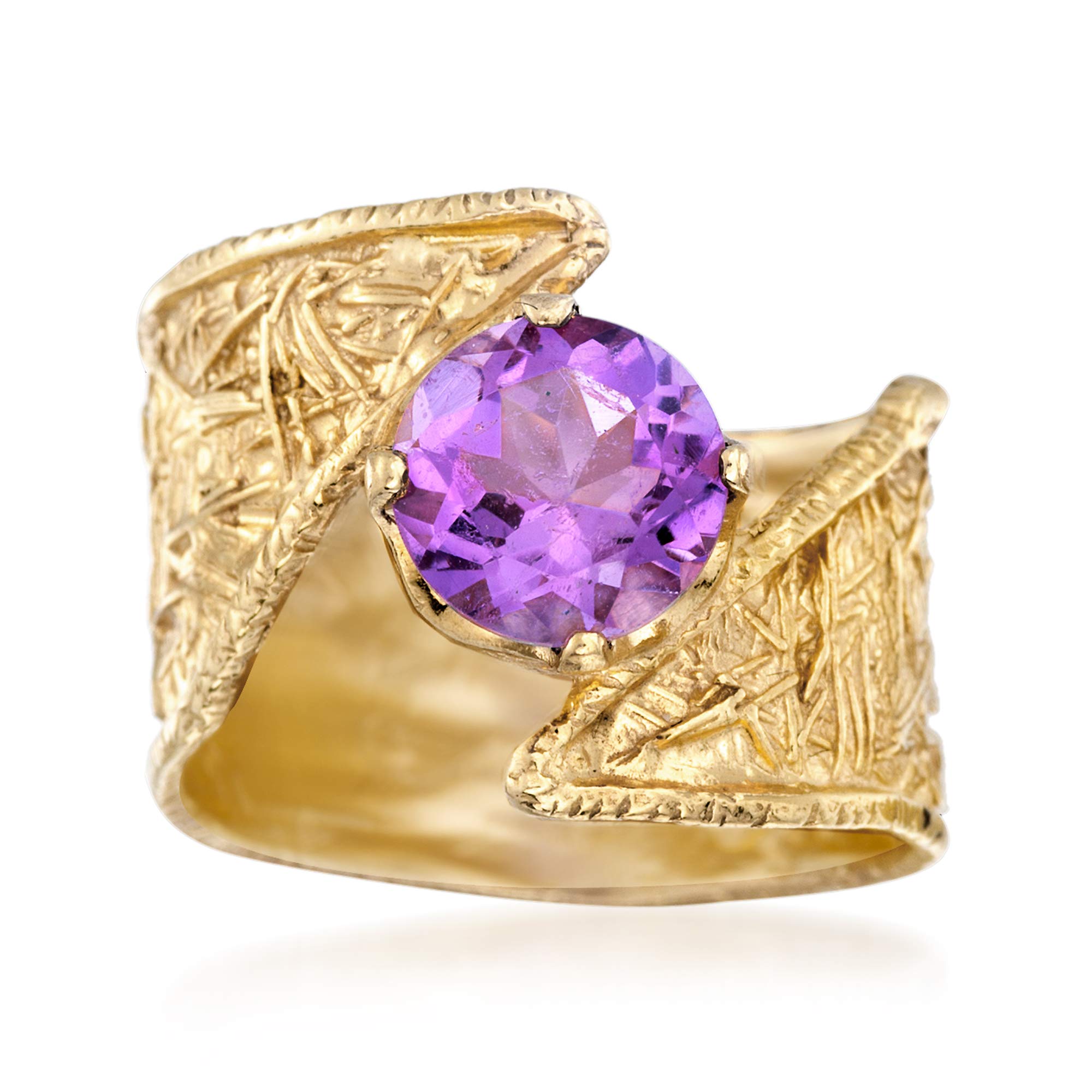 Ross-Simons 1.50 Carat Amethyst Bypass Ring in 18kt Gold Over Sterling. Size 8