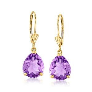 Ross-Simons 5.50 ct. t.w. Pear-Shaped Amethyst Earrings in 14kt Yellow Gold