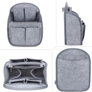 LUXJA Mini Backpack Organizer, Small Felt Organizer Insert for Backpack, Gray