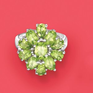 Ross-Simons 5.00 ct. t.w. Peridot Cluster Ring in Sterling Silver. Size 8