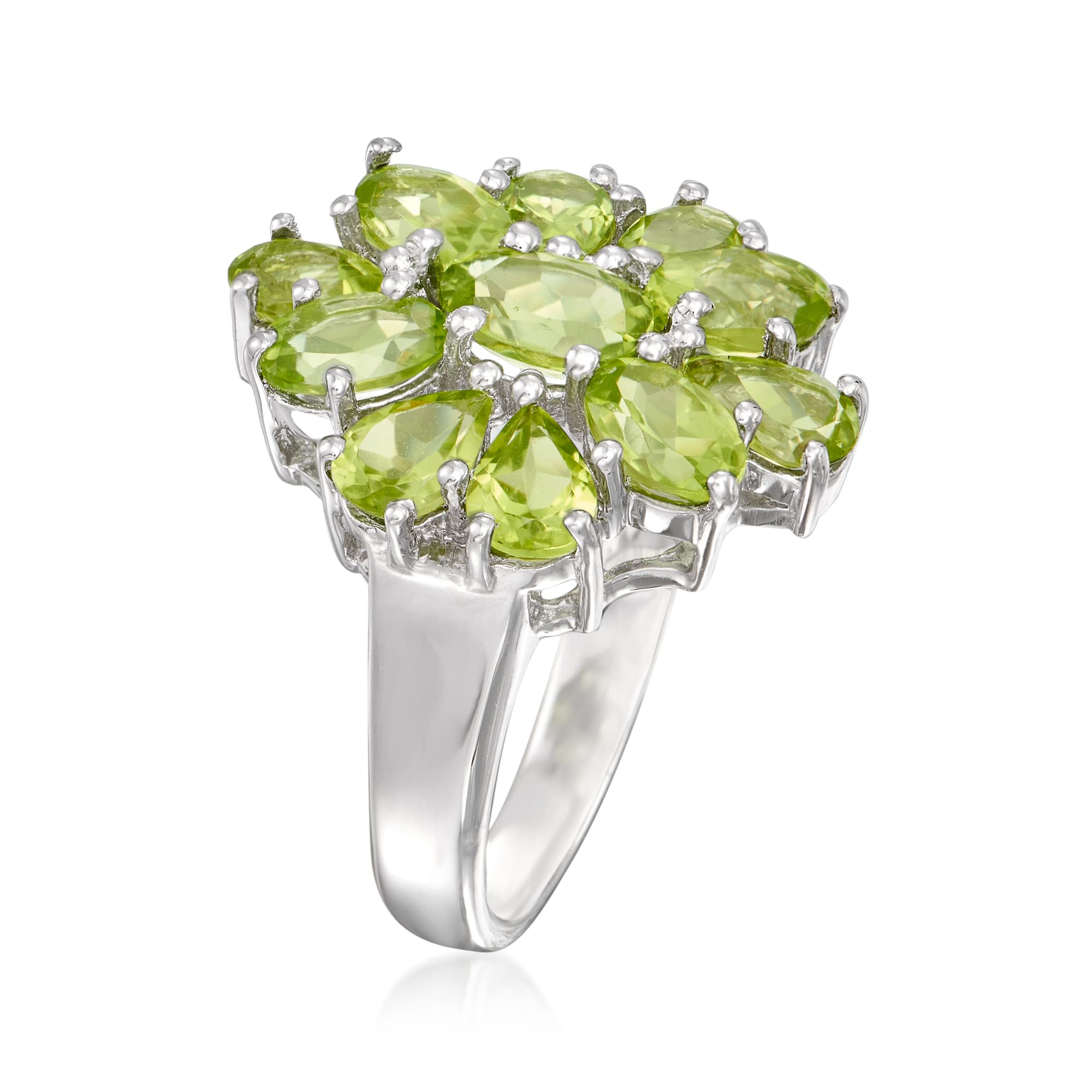 Ross-Simons 5.00 ct. t.w. Peridot Cluster Ring in Sterling Silver. Size 8