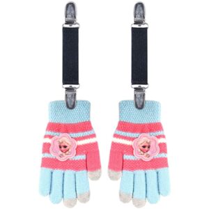 Senker Fashion 6 Pieces Elastic Glove and Mitten Clips for Kids and Baby, Extra Strong Stainless Steel Glove Clips