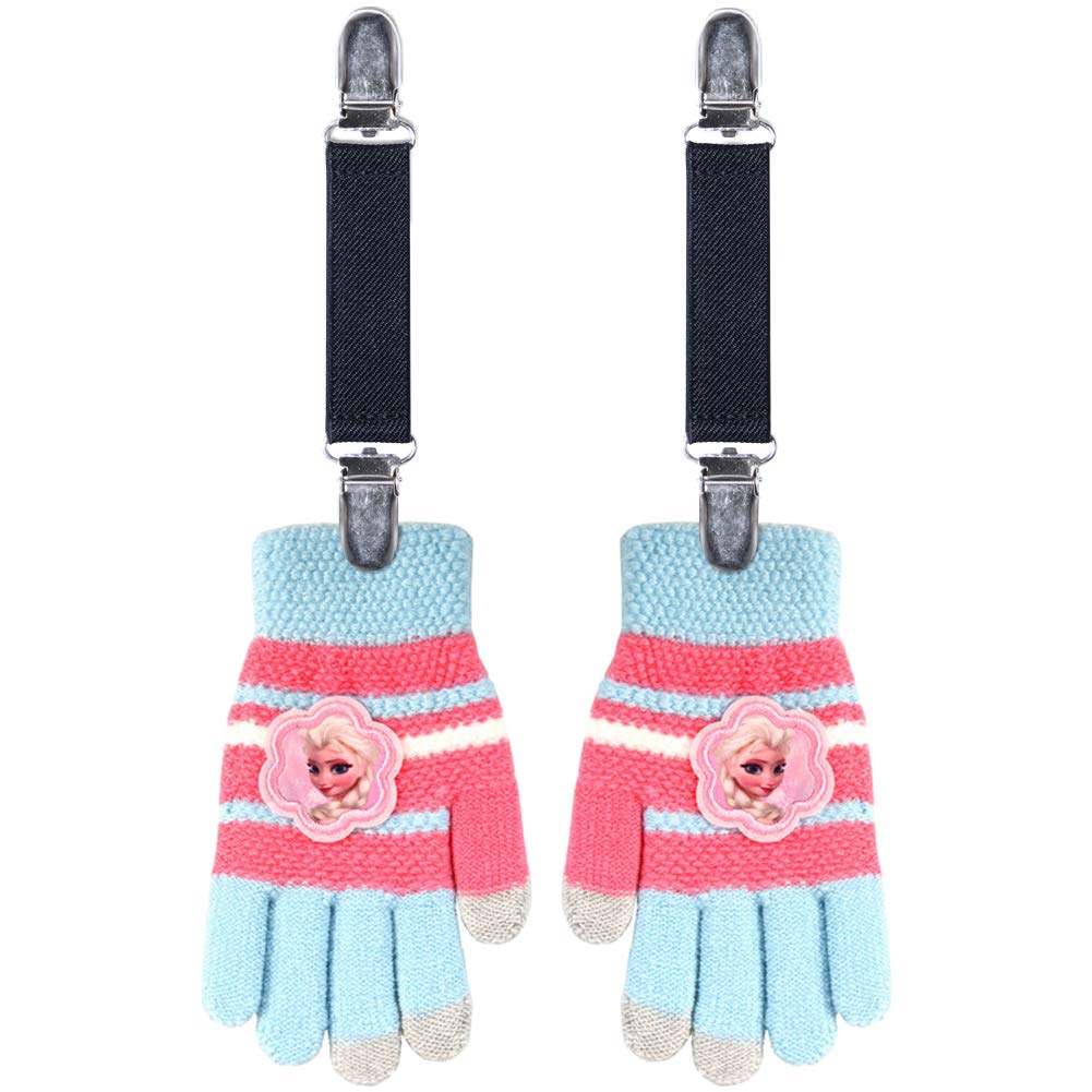 Senker Fashion 6 Pieces Elastic Glove and Mitten Clips for Kids and Baby, Extra Strong Stainless Steel Glove Clips