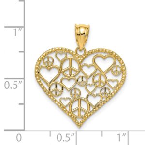 BillyTheTree Jewelry 14K Yellow Gold Heart w/Peace Signs Pendant