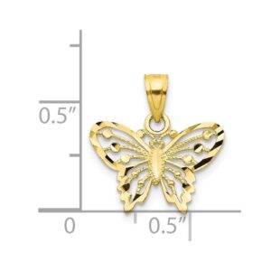 BillyTheTree Jewelry 10K Yellow Gold Shiny-Cut Butterfly Pendant