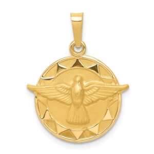 BillyTheTree Jewelry 14K Yellow Gold Holy Spirit Medal Round Pendant