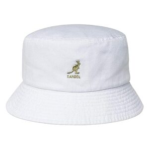 kangol washed bucket hat for men and women, large, white