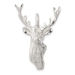 billythetree jewelry sterling silver shiny-cut deer head pendant