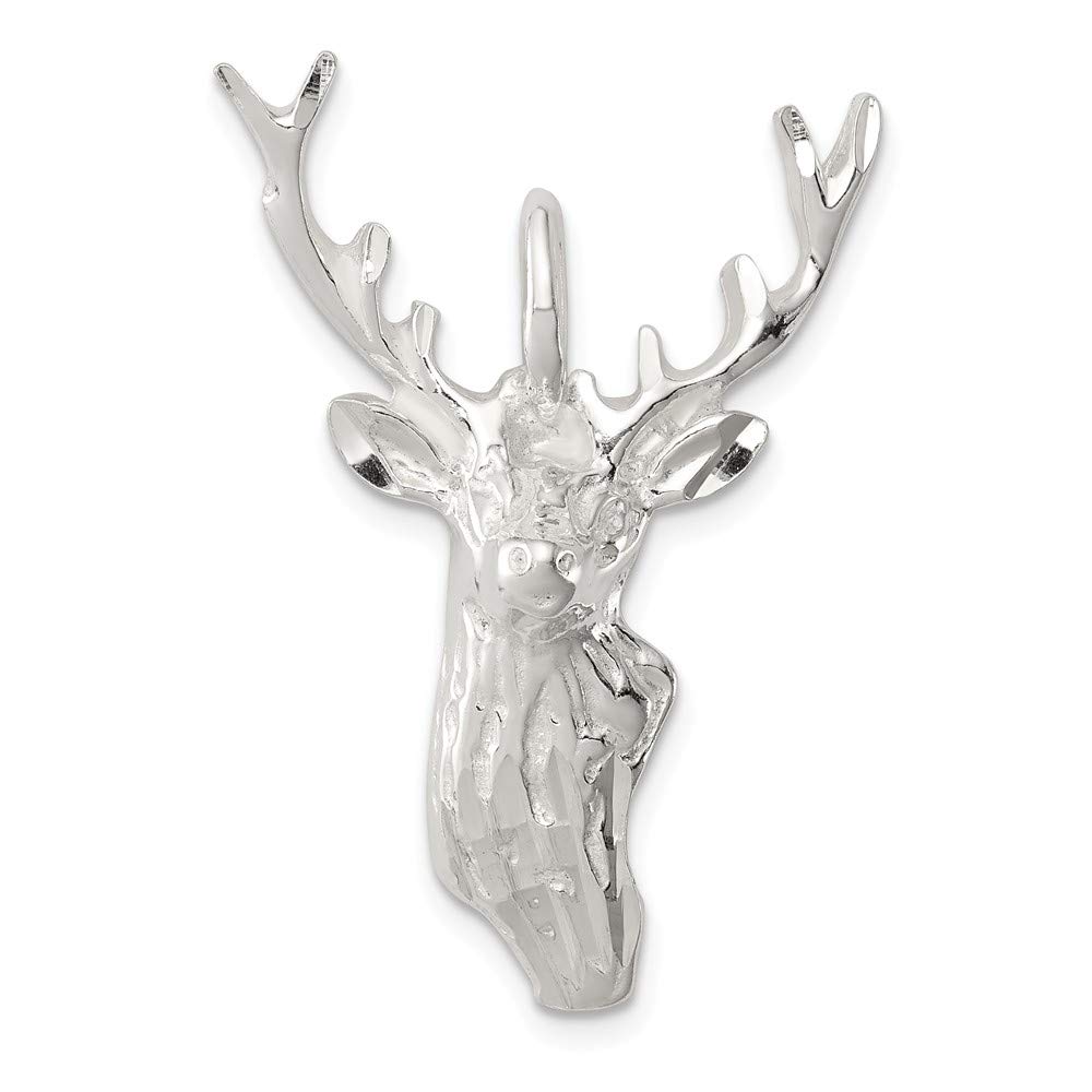 BillyTheTree Jewelry Sterling Silver Shiny-Cut Deer Head Pendant