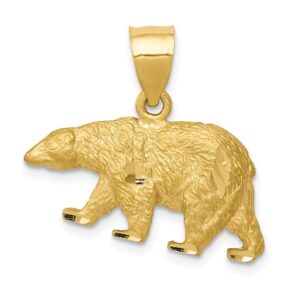 billythetree jewelry 14k yellow gold shiny-cut bear pendant