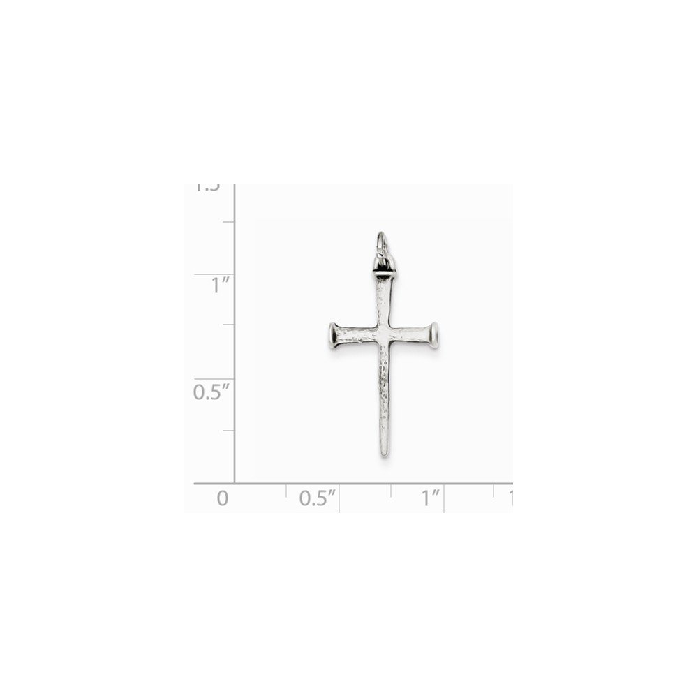 Sterling Silver Antiqued Nail Cross Pendant