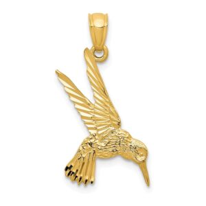 billythetree jewelry 14k yellow gold hummingbird pendant