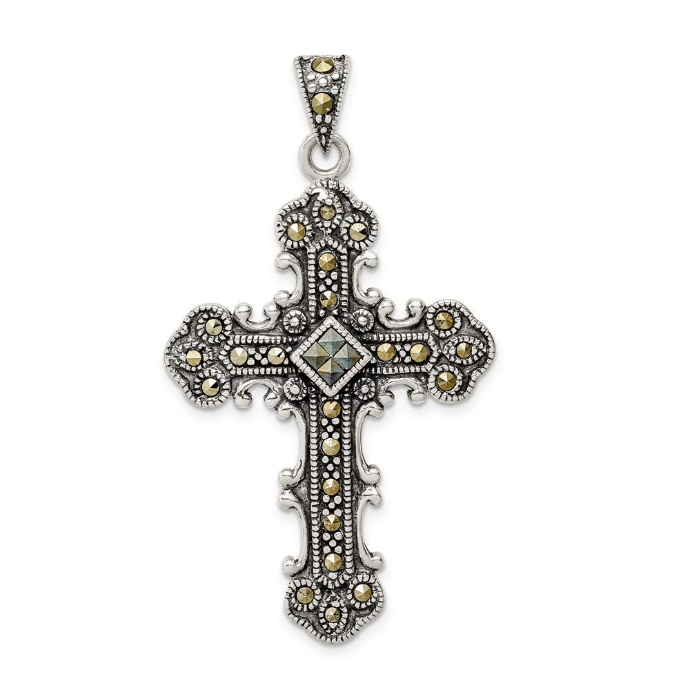 BillyTheTree Jewelry Sterling Silver Marcasite Cross Pendant