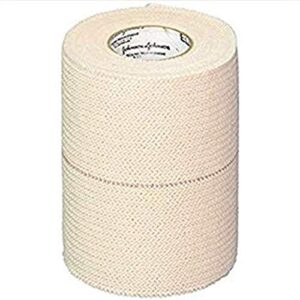 johnson & johnson elastikon elastic tape, 4" x 2.5 yards, (4" x 5 yards stretched), reliable compression for support of sprains, strains, and muscle injuries, case of 6 rolls