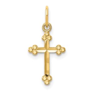 billythetree jewelry 14k yellow gold small shiny-cut budded cross pendant