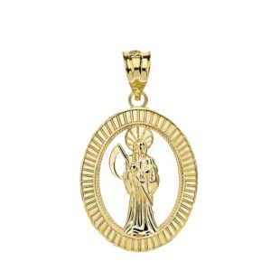 CaliRoseJewelry 10k Santa Muerte Oval Charm Pendant in Yellow Gold