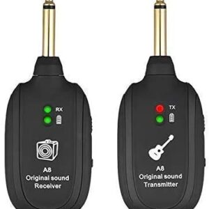 UHF Wireless Guitar System, Acogedor Guitar Transmitter Receiver, Built-in Rechargeable Battery, Wireless Audio Transmission Set for Electric Guitar Bass