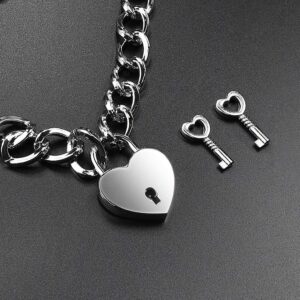 Lover Heart Padlock Necklace, Choker Necklaces for Women with Lock and Key, Metal Padlock Choker Pendant 18in