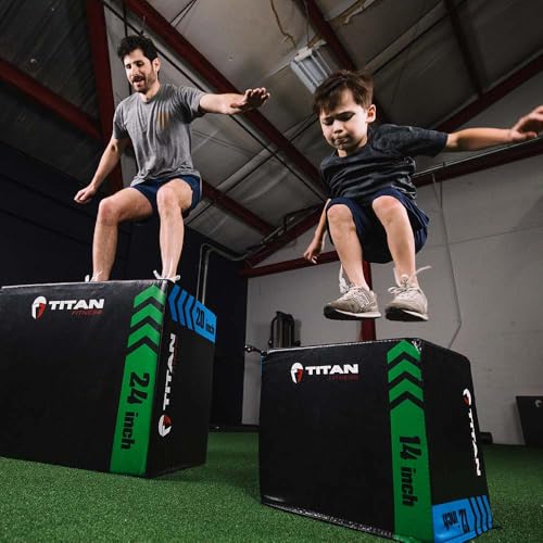 Titan Fitness Youth Heavy Foam Plyometric Jump Box, 12in 14in 16in, Pro-Duty Foam Plyo Box, Step Up Exercise Platform, Box Squat workout Step, Box Jumps for Home Gym, Box Jump Plyometric Box