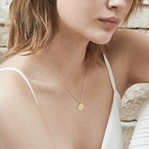 LOYATA Disc Coin Pendant Necklace,14K Gold Plated Full Moon Necklace Round Disc Coin Pendant Necklace for Women (Full Moon Gold)