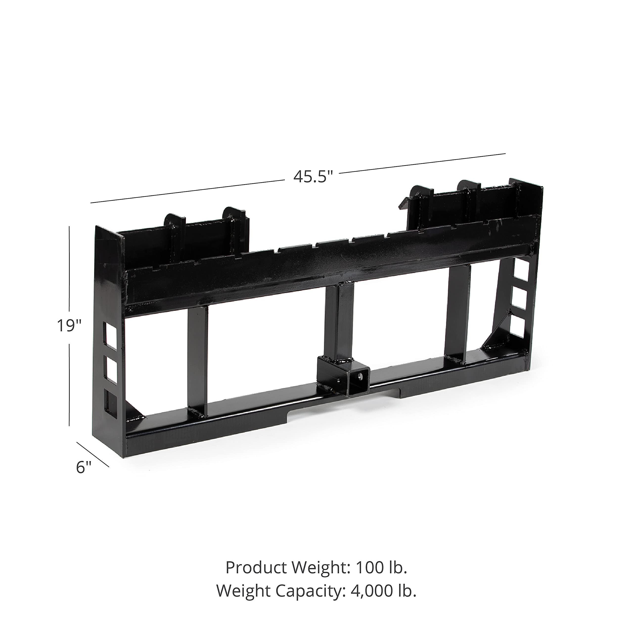 Titan Attachments 45" Skid Steer Pallet Fork Frame Attachment, Rate 4,000 LB, Quick Tach Tractor, 2" Receiver Hitch