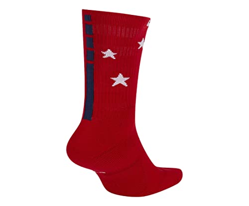 Nike Elite Basketball Crew Socks Stars and Stripes Large (Fits Men 8-12) Red, White, Blue SX7424-608