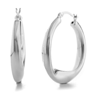 mia sarine 925 sterling silver lightweight graduated twist hoop earrings for women white