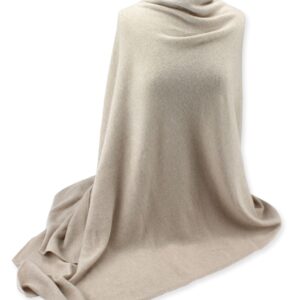 Jet&Bo 100% Pure Cashmere Travel Wrap, Shawl, Scarf & Blanket Beige, Storage Bag + Gift Box