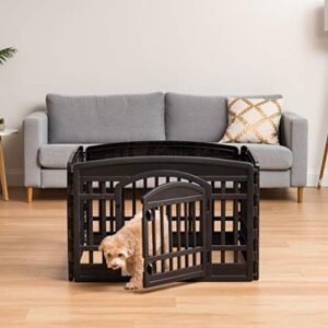 IRIS USA Dog Playpen, 4-Panel 24" Pet Playpen with Door, Puppy Playpen, Indoor/Outdoor Dog Pen, 35 x 35 x 24, Foldable, Customizable, Black