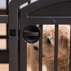 IRIS USA Dog Playpen, 4-Panel 24" Pet Playpen with Door, Puppy Playpen, Indoor/Outdoor Dog Pen, 35 x 35 x 24, Foldable, Customizable, Black