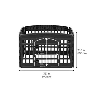 IRIS USA Dog Playpen, 4-Panel 24" Pet Playpen with Door, Puppy Playpen, Indoor/Outdoor Dog Pen, 35 x 35 x 24, Foldable, Customizable, Black