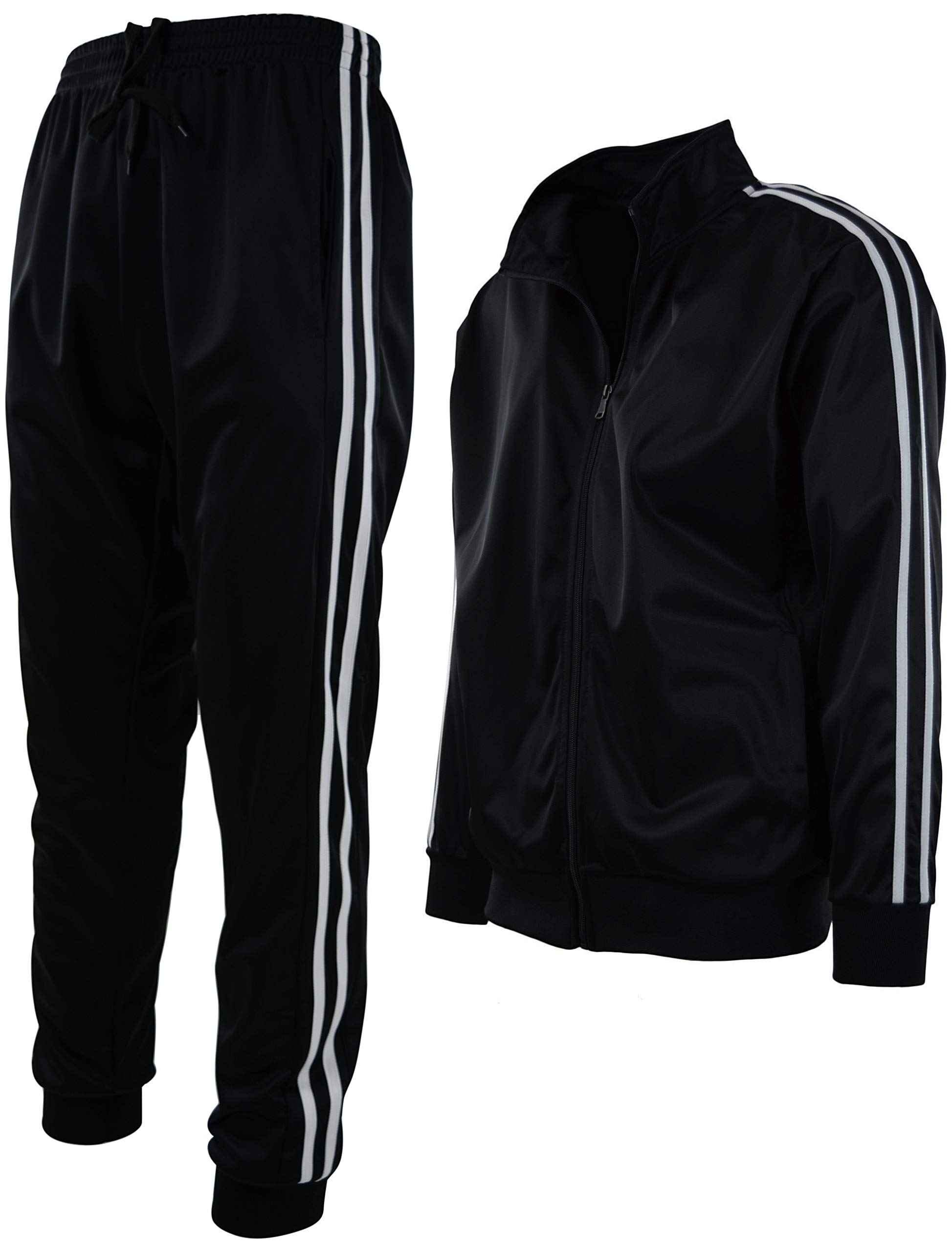 ChoiceApparel Mens Athletic 2 Piece Tracksuit Set (3XL, 888-Black)