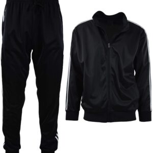 ChoiceApparel Mens Athletic 2 Piece Tracksuit Set (3XL, 888-Black)