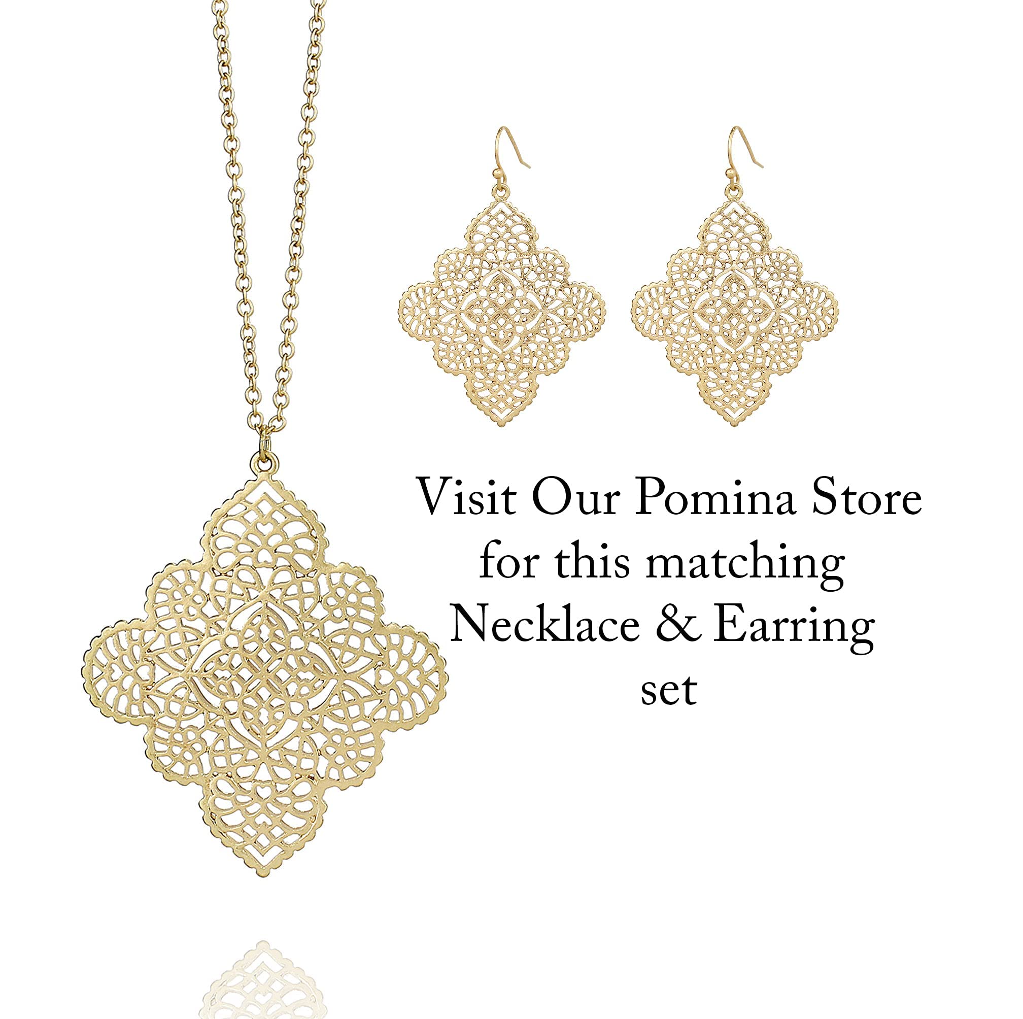 POMINA Floral Celtic Filigree Gold Dangle Drop Earring Boho Fashion Geometirc Filigree Earrings for Women (Worn Gold)