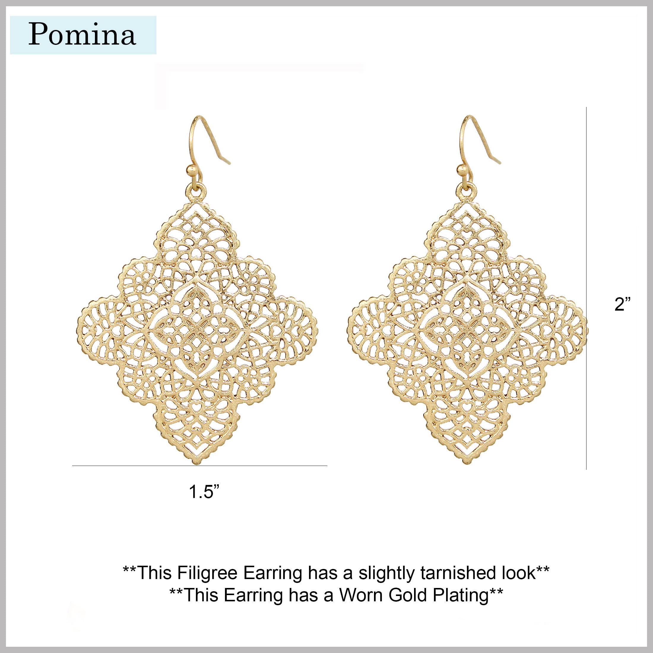 POMINA Floral Celtic Filigree Gold Dangle Drop Earring Boho Fashion Geometirc Filigree Earrings for Women (Worn Gold)