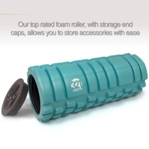 321 STRONG 5 in 1 Foam Roller Set Includes Hollow Core Massage Roller with End Caps, Muscle Roller Stick, Stretching Strap, Double Lacrosse Peanut, Spikey Plantar Fasciitis Ball, All in Giftable Box